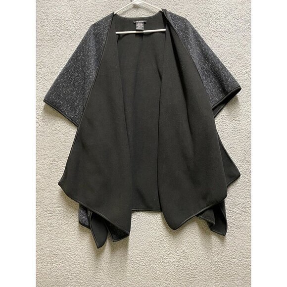 Ike Behar Jackets & Blazers - IKE BEHAR Reversible Wrap Shawl One Size Gray Black Soft Poncho Oversize